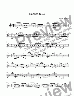 page one of Paganini, Nicolo - Caprice No.24 for  trumpet C