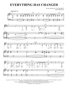 page one of Everything Has Changed (feat. Ed Sheeran) (Piano & Vocal)