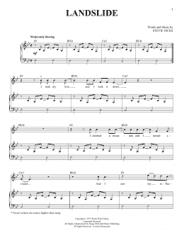 page one of Landslide (Piano & Vocal)