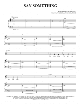 page one of Say Something (Piano & Vocal)