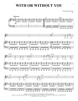 page one of With Or Without You (Piano & Vocal)