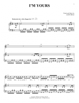 page one of I'm Yours (Piano & Vocal)