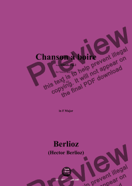 page one of Berlioz-Chanson à boire,H 43,in F Major 