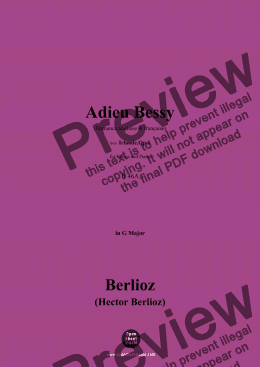 page one of Berlioz-Adieu Bessy:romance anglaise et française,H 46A,in G Major