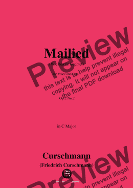 page one of Curschmann-Mailied,Op.2 No.2,in C Major 