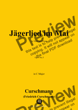 page one of Curschmann-Jägerlied im Mai,Op.9 No.5,in C Major