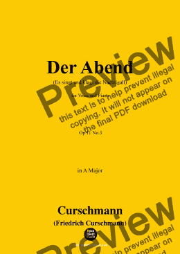 page one of Curschmann-Der Abend,Op.11 No.3,in A Major 