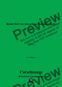 page one of Curschmann-Kinderlied von den grünen Sommervögeln,Op.26 No.3,in A Major 