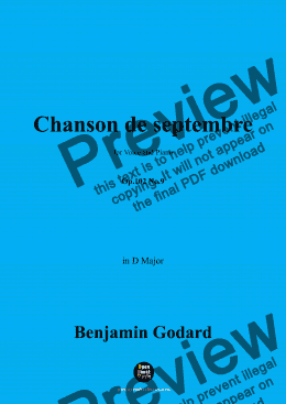 page one of B. Godard-Chanson de septembre,Op.102 No.9,in D Major 