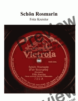 page one of Schön Rosmarin (Lovely Rosemary) for Solo Violin & Pianoforte