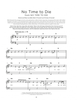 page one of No Time To Die (Really Easy Piano)