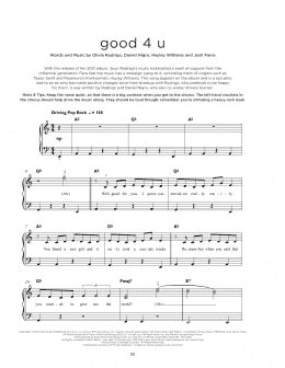 page one of good 4 u (Really Easy Piano)