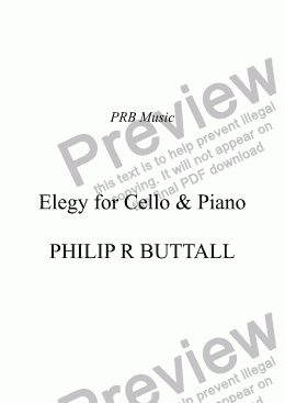 page one of Elegy for Cello & Piano