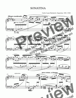 page one of SONATINA PARA PIANO