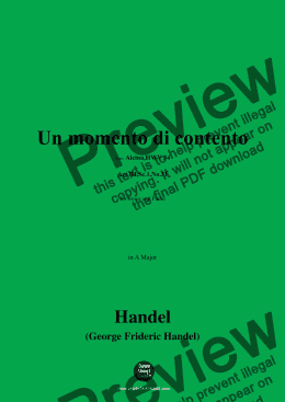 page one of Handel-Un momento di contento,in A Major 