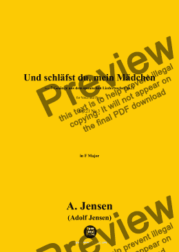 page one of A. Jensen-Und schläfst du,mein Mädchen,in F Major 