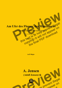 page one of A. Jensen-Am Ufer des Flusses,des Manzanares,in D Major 