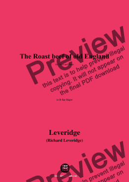 page one of Leveridge-The Roast beef of old England,in B flat Major 