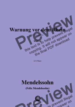 page one of F. Mendelssohn-Warnung vor dem Rhein,WoO 16,in G Major, 