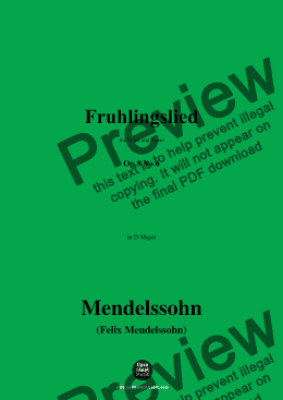 page one of F. Mendelssohn-Fruhlingslied,Op.8 No.6 in D Major 