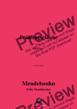 page one of F. Mendelssohn-Frühlingsglaube,Op.9 No.8 in D flat Major 