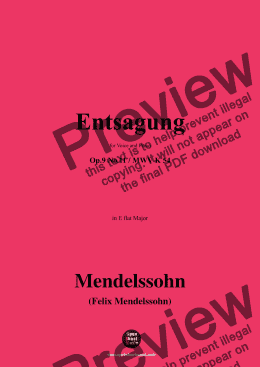 page one of F. Mendelssohn-Entsagung,Op.9 No.11 in E flat Major,