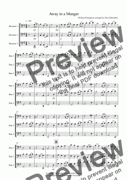 page one of Away in a Manger for Bassoon Trio