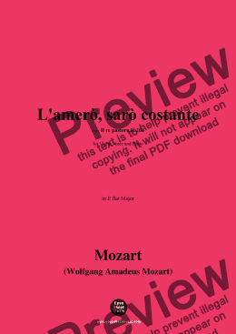 page one of W. A. Mozart-L'amerò,sarò costante(Act II,Sc.6),in E flat Major