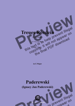 page one of Paderewski-Treues Rösslein(Siwy koniu)(1888),Op.7 No.2,in G Major