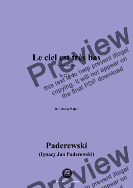 page one of Paderewski-Le ciel est très bas(1904),Op.22 No.3,in F sharp Major 