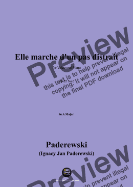 page one of Paderewski-Elle marche d'un pas distrait(1904),Op.22 No.6,in A Major 