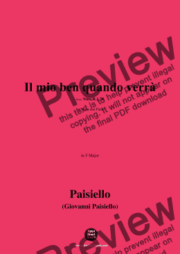 page one of Paisiello-Il mio ben quando verrà,in F Major 