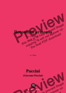 page one of G. Puccini-Recondita armonia(Act I),in F Major 