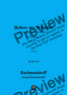 page one of Rachmaninoff-Before my Window,in A Major 