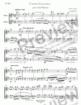 page one of Venezuelan Fantasy for Two Flutes