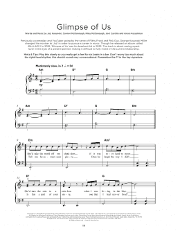 page one of Glimpse Of Us (Really Easy Piano)