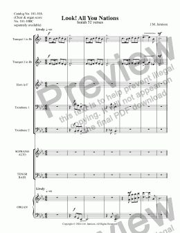 page one of Look! All You Nations (Isaiah 52 verses - Full score with brass quintet)