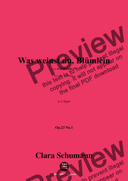 page one of Clara Schumann-Was weinst du,Blümlein,Op.23 No.1,in A Major 