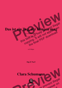 page one of Clara Schumann-Das ist ein Tag,der klingen mag,Op.23 No.5,in D Major 