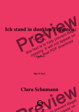 page one of Clara Schumann-Ich stand in dunklen Träumen,Op.13 No.1,in E flat Major 