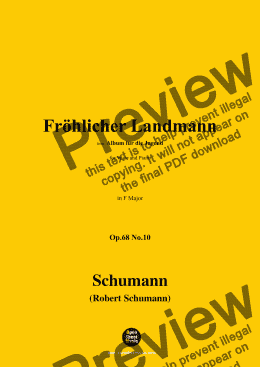 page one of R. Schumann-Fröhlicher Landmann,Op.68 No.10,in F Major 