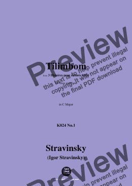 page one of Stravinsky-Tilimbom(1920),K024 No.1,in C Major 