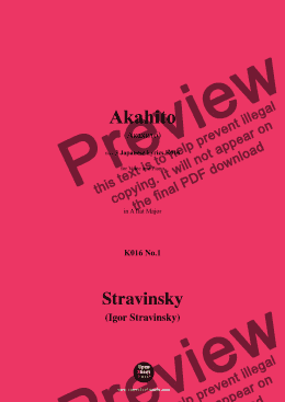 page one of Stravinsky-Akahito(Акахито)(1913),K016 No.1,in A flat Major 