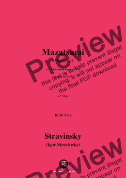 page one of Stravinsky-Mazatsumi,K016 No.2,in C Major 