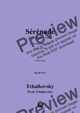 page one of Tchaikovsky-Sérénade,Op.65 No.3,in B flat Major 