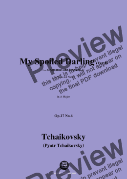 page one of Tchaikovsky-My Spoiled Darling(Ver. I),in A Major 