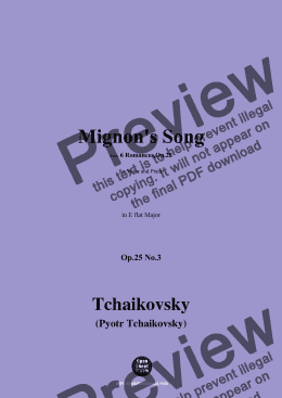 page one of Tchaikovsky-Mignon's Song,in E flat Major 