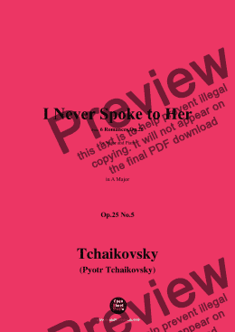 page one of Tchaikovsky-I Never Spoke to Her,in A Major, 