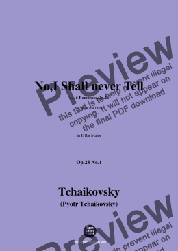 page one of Tchaikovsky-No,I Shall never Tell,in E flat Major 