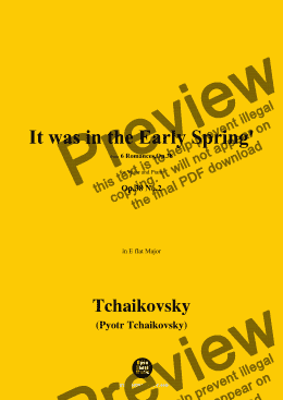 page one of Tchaikovsky-It was in the Early Spring',in E flat Major 